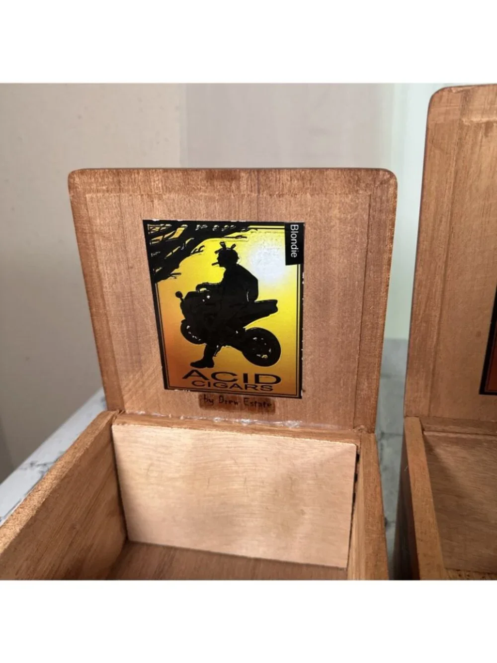 Acid EMPTY Cigar Box Lot Of 2 By Drew Estate Wood Crafts Storage Blondie & Atom